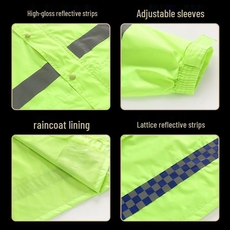 Reflective Split Raincoat Suit for Traffic and Sanitation Workers