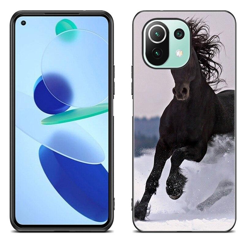 Horses Running Phone Case For Xiaomi Mi 11 Lite NE 11i 10T 11T Pro A2 A3 Lite POCO F3 M3 M4 C31 X3 Pro NFC GT Black Soft Cover