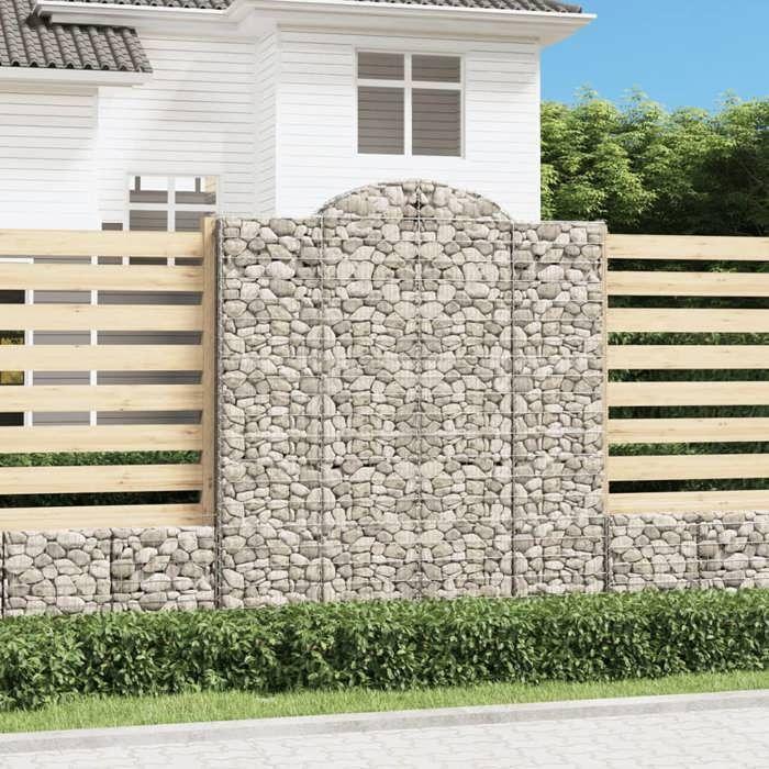 VidaXL Paniers à gabions arqués 4 pcs 200x50x220/240 cm Fer galvanisé, gabion, cage de gabion, panier de mur de gabion, mur 3146448