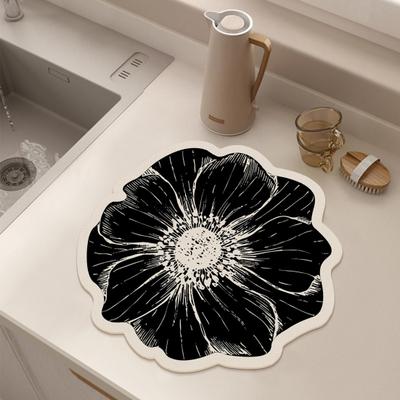 Flower Placemat Dining Table Heat Insulation Mat Absorbent Diatomaceous Earth Decorative Flower Mat for Kitchen Countertop Coffee Table