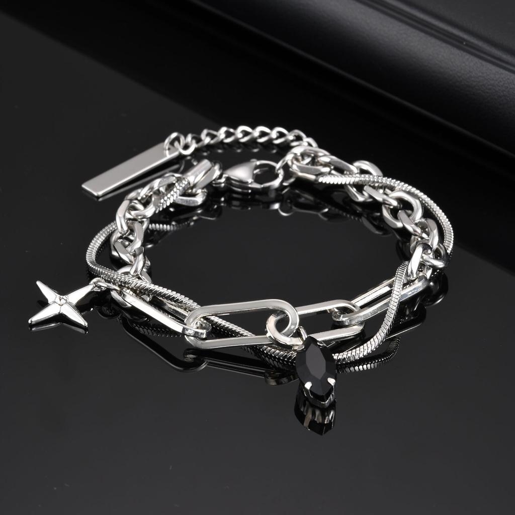 Vnox Men Stainless Steel Snake Chain Bracelet with Cross Charm Adjustable Jewelry Gift for Him