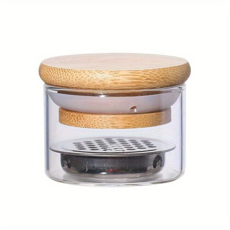 

1pc Glass Nail Glitter Brush Cup with Lid, Stainless Steel Mesh Filter Layer for Gel Brush Cleaning, Multi-Functional