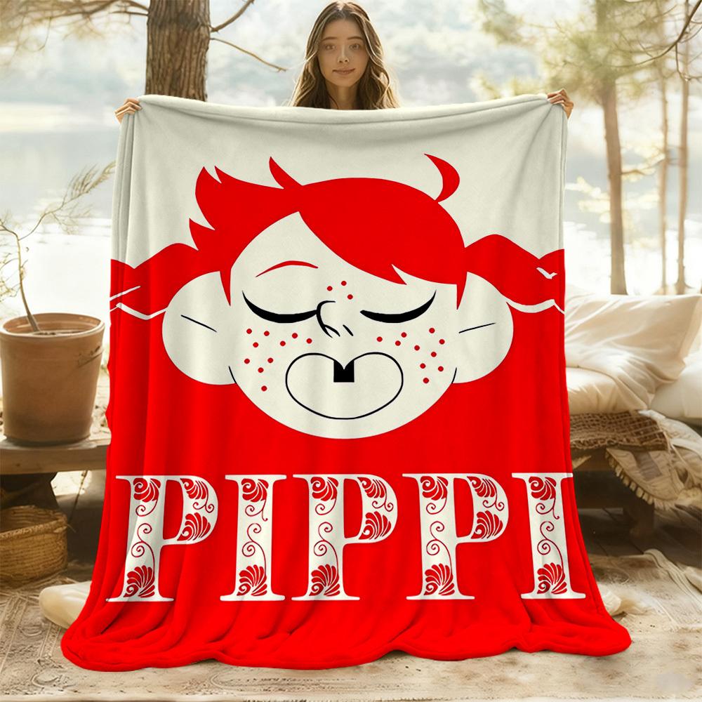 1pc Pippi Longstocking Outdoor Blanket Lightweight Flannel, Soft & Warm, All Season Use for Sofa, Outdoor, Camping, Living Room, Office, Chair
