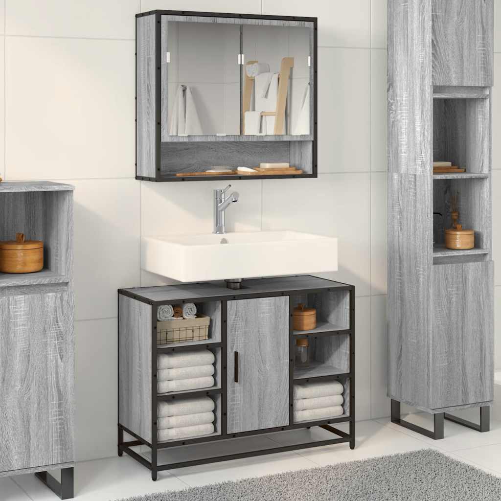 Bathroom Vanity Unit Grey Sonoma 80 x 33 x 60 cm Particleboard