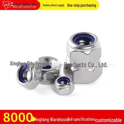 304 Stainless Steel Nylon Locking Hex Nut, Anti-Slip, Sizes M3-M12, Compatible with New Energy Systems
