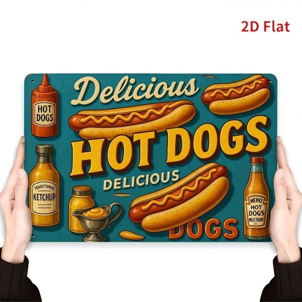 Vintage Hot Dogs Metallschild Retro Küchenwanddekor 7,8x11,8 Zoll
