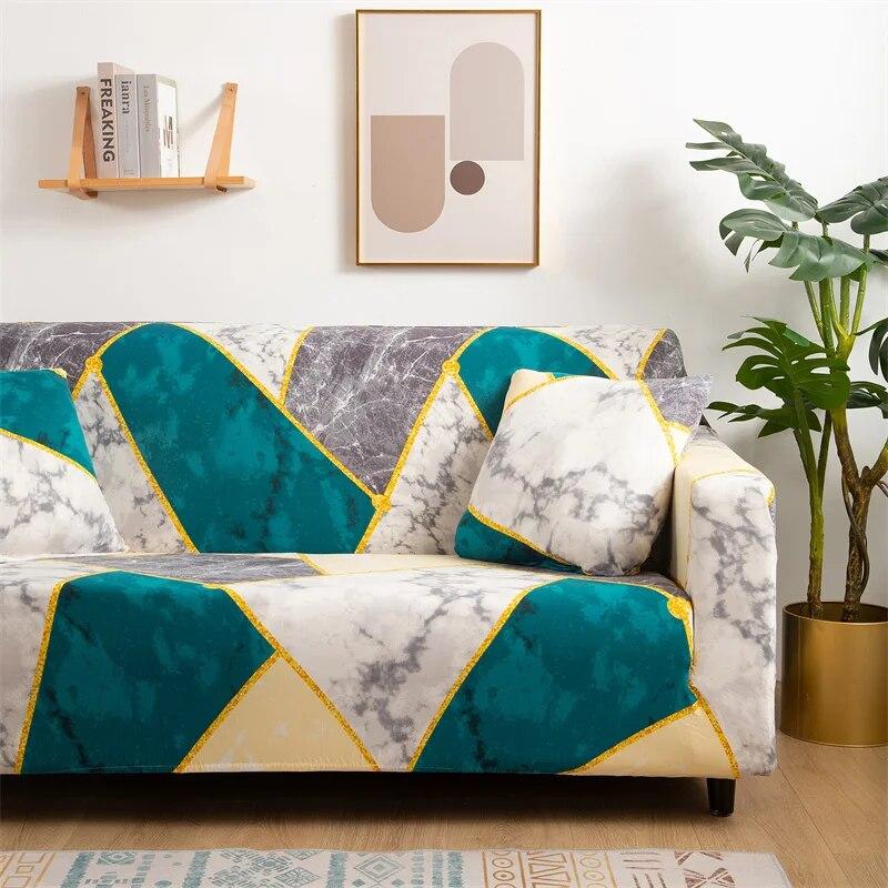 Geometrischer elastischer Sofabezug für Wohnzimmer, Couchbezug, hochelastischer Sofabezug, Möbelschutz, alle Bezüge, Heimdekoration