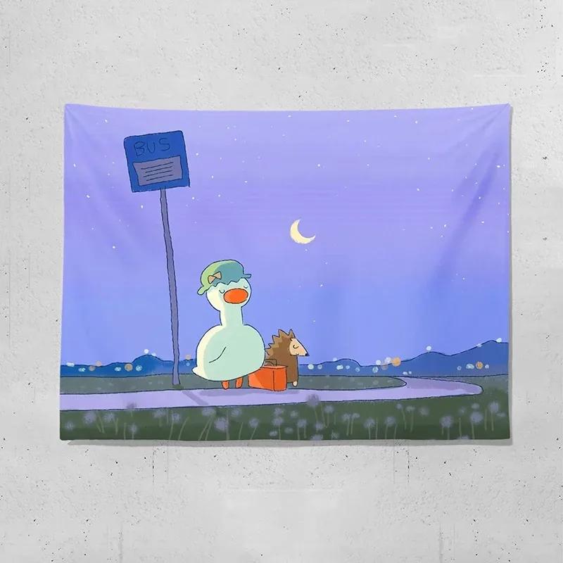 

Милый фон с уткой, ткань для украшения стен дома, гобелен для офиса, гостиной, гобелен 100x75cm