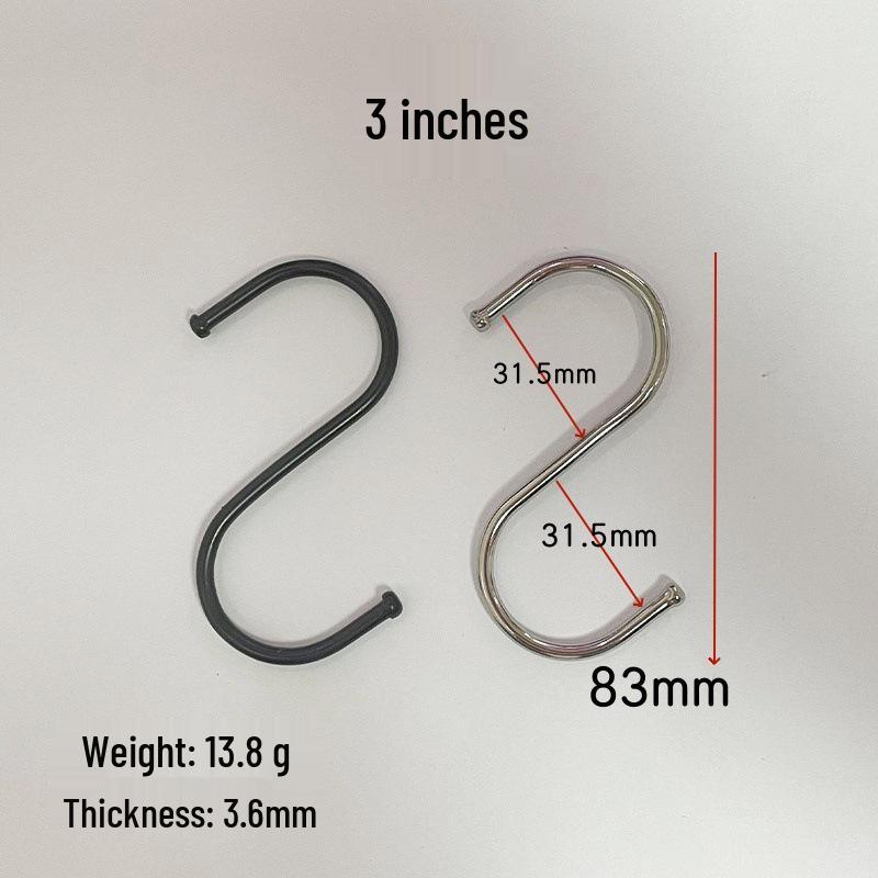 Cross-Border S-shaped Iron Hooks: 11 Specifications In Black & Silver for Hanging and Connecting