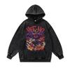 Dark Cartoon Direct Injection Printing Hoodie Retro 430G Pure Cotton Loose Wash Vintage Sweater Men