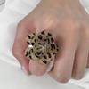 Anelli Multi-Strato 3D Floreali Retrò per Donna Moda Pois Neri Stampa Leopardata Anelli con Apertura a Fiore Gioielli Personalizzati Regalo