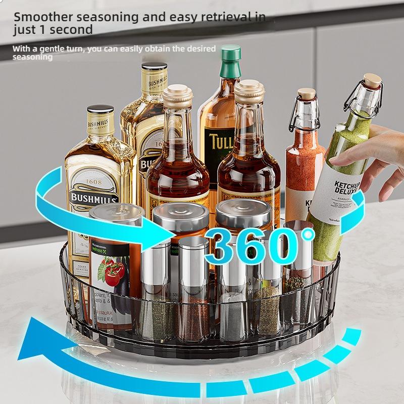 360 Rotating Storage Rack Kitchen Storage Spice Rack Non-Slip Cabinet Kitchen Bathroom Organizer Tray Plate Cosmetic Organizer