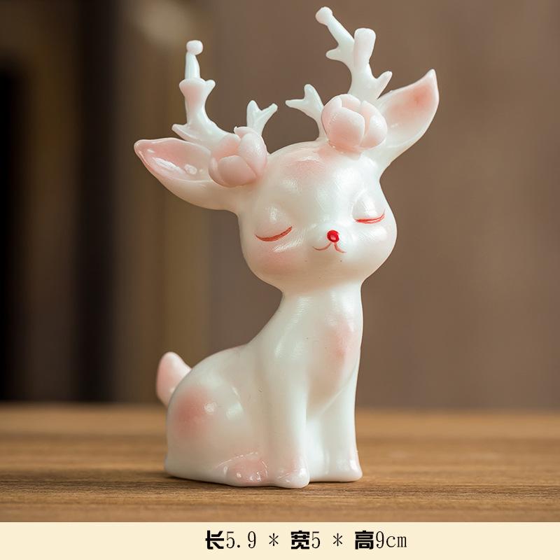 

Adorable Fawn Ceramic Incense Burner Ornament Home Use Indoor Incense Holder Stand Desktop Aromatherapy Burner