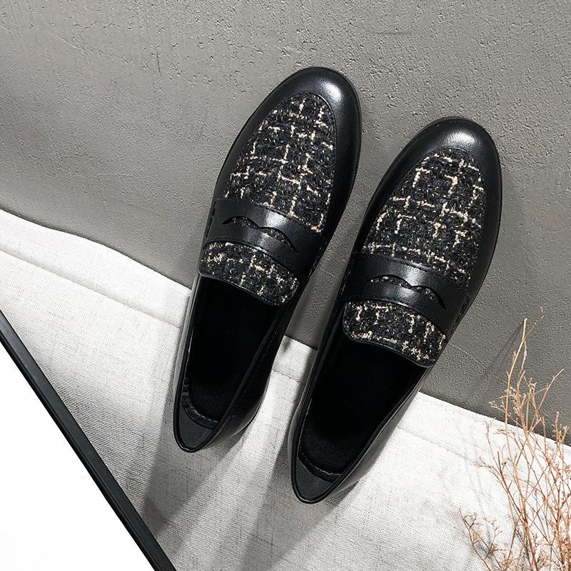 Retro small leather shoes women's style new small fragrant style single shoes women's flat large size women's shoes