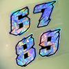 1PC Holographic Carbon Fiber Arabic Numerals Motorcycle Stickers Waterproof Vinyl Decals for BMW KTM YAMAHA Kawasaki Suzuk Honda