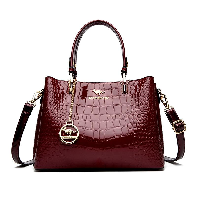 Tote Bag Women's Single-shoulder Crossbody Bag Hand-held Retro and Versatile Casual Commuting Patent Leather Large Capacity