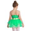 Girls Christmas Dance Dress Double Spaghetti Straps Sleeveless Shiny Sequins Bow Cami Leotard Bodysuit