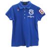 Made In Japan Short Sleeve Polo Shirt Blue Kanoko Fabric Women Used
