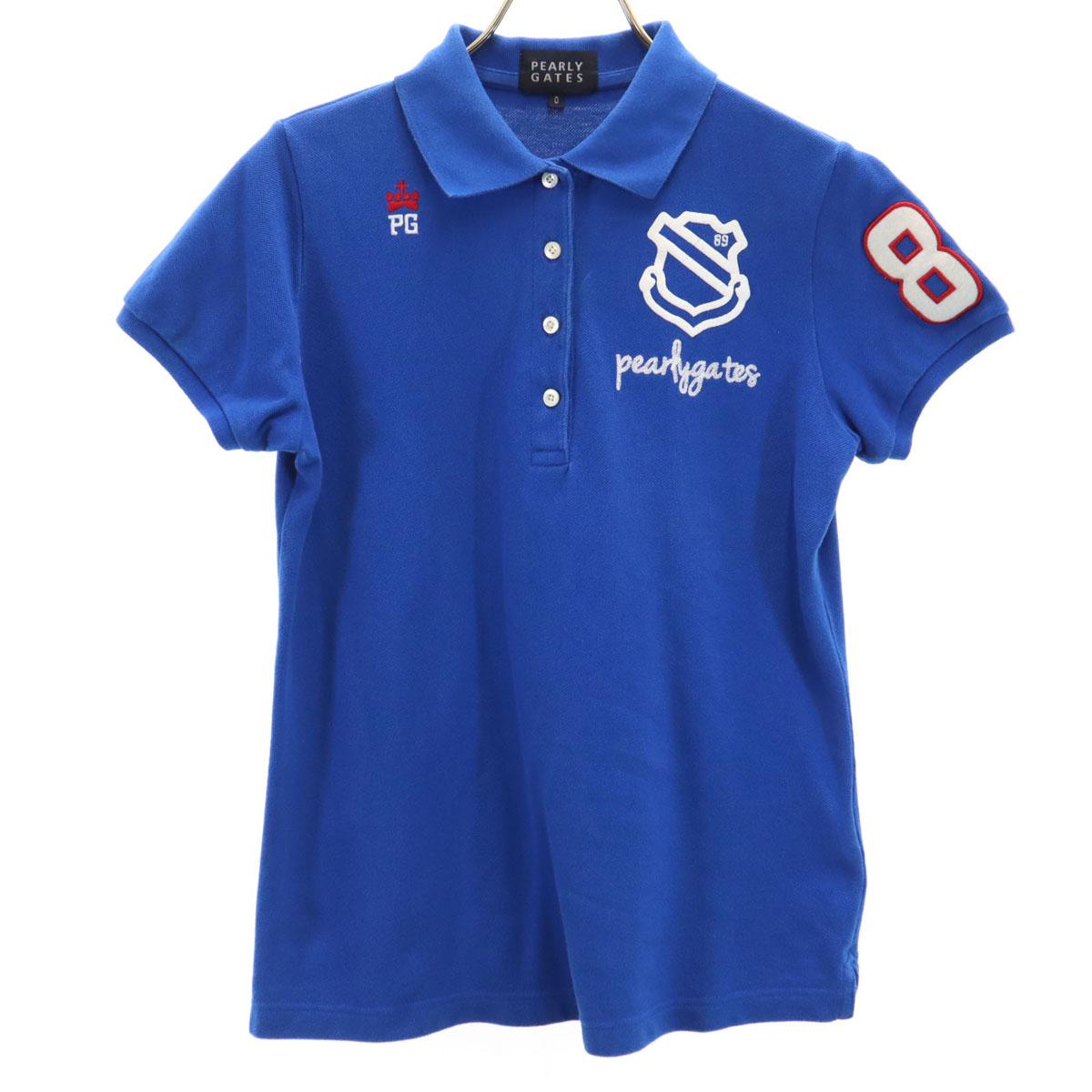 

PEARLY GATES сделано в Японии Футболка-поло с коротким рукавом Синяя ткань пике Женская Б/у