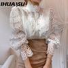 IHUASU Women's Fashion Casual Solid Color Print Long Sleeve Blouses & Shirts