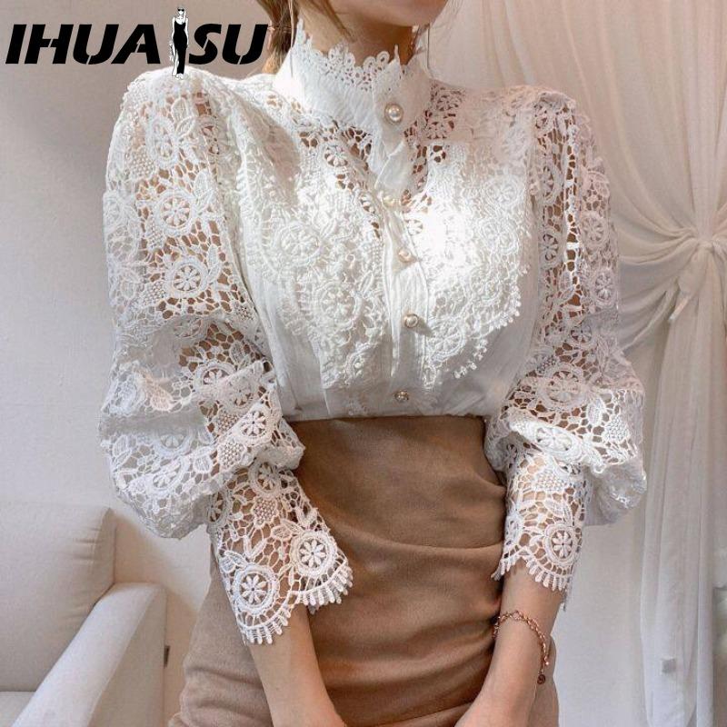 IHUASU Women's Fashion Casual Solid Color Print Long Sleeve Blouses & Shirts