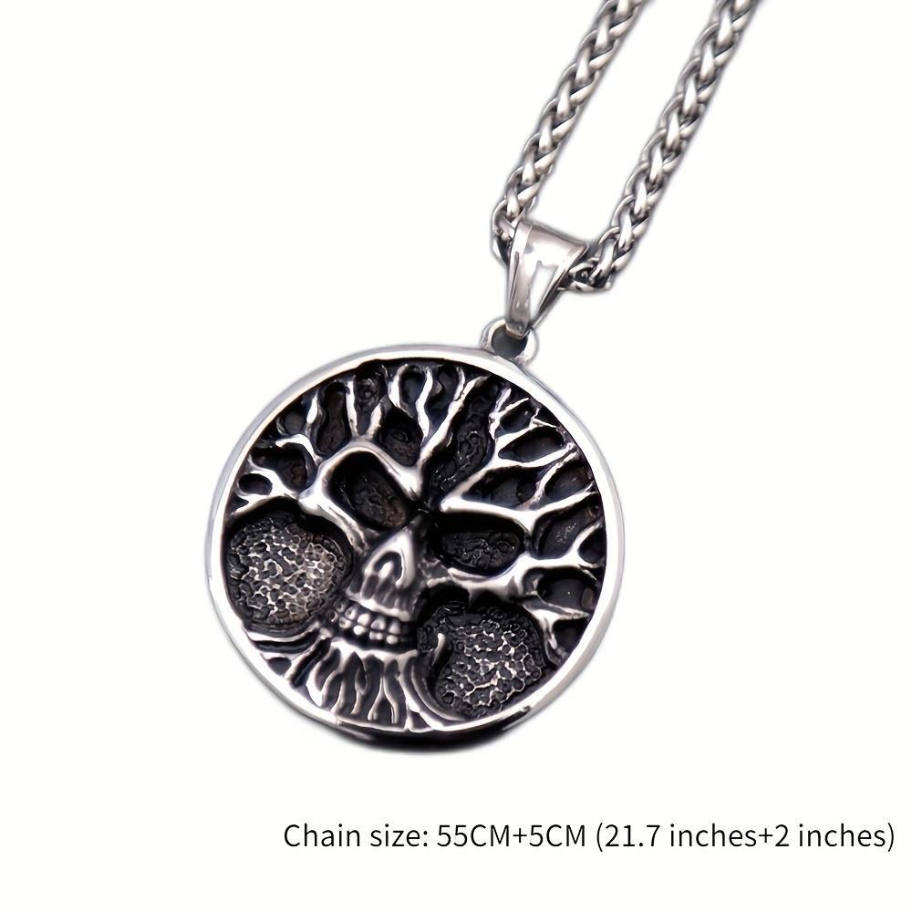 Vintage Viking Baum des Lebens Schädel Anhänger Halskette Herren Punk Gothic Schädel Halskette Mode Party Schmuck Geschenke