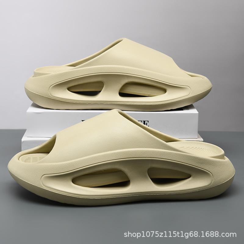 Summer New Men's Hollow One-word Drag Thick-soled Non-slip Fashion Two-color Casual Outdoor Beach Cool Slippers