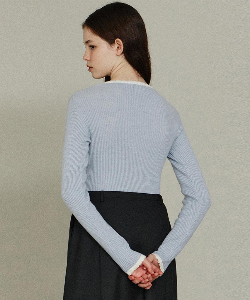 ITOV SEOUL Lambswool Scallop Slim Knit Sb