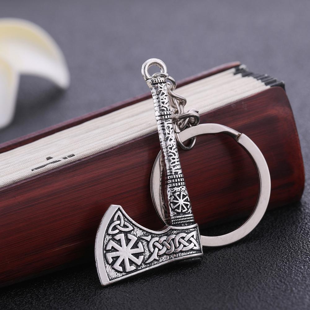 Dreamtimes Viking Axe Pendant Keychain Stainless Steel Men's Celtic Rune Vintage Protector Jewelry Gift Wholesale