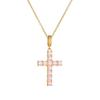 Mlluki 925 Sterling Silver Pink Cross Pendant Necklace for Women