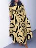 Women's 2024 Spring Lace-up Print African Plus Size Midi Dress