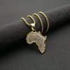 Africa Map Iced Out Chain Rhinestone Crystal Map Necklace Stainless Steel Africa Map Pendant Necklace for Unisex