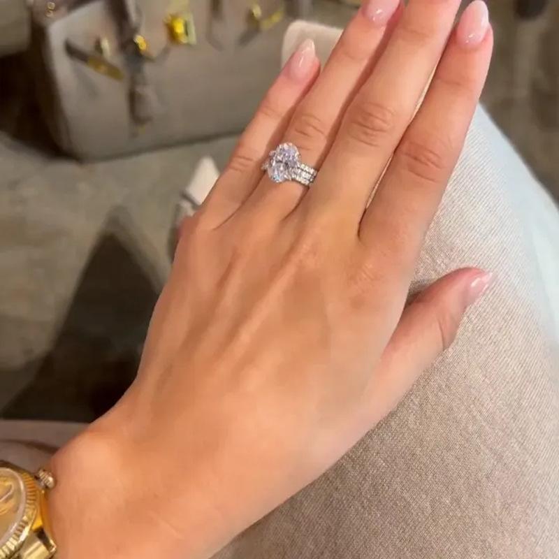 Luxury Three Sets Of Rings, Wedding Engagement Geometric Jewelry Ring, Fashion Temperament Super Flash Ring