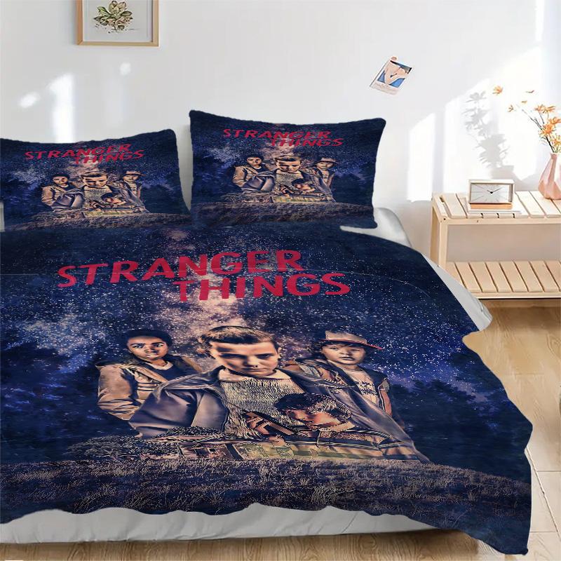 Stranger Things Adventure Print 3Pcs Bedding Setduvet Cover With 2 Bedropillowcase Home Birthday Gift