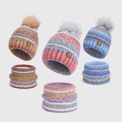 Winter Warm Cap Scarf Two-Piece Velvet Thick Knitted Wool Cap Women's Outdoor Ear Protection Cap