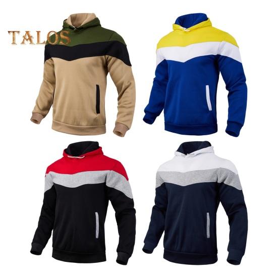 Herren Kapuzenpullover Herbst Winter Colorblock Kordelzug Dicker Plüsch Lange Ärmel Große Tasche Mit Kapuze Retro Dünn Locker Alltagskleidung Lässiges Sporttop