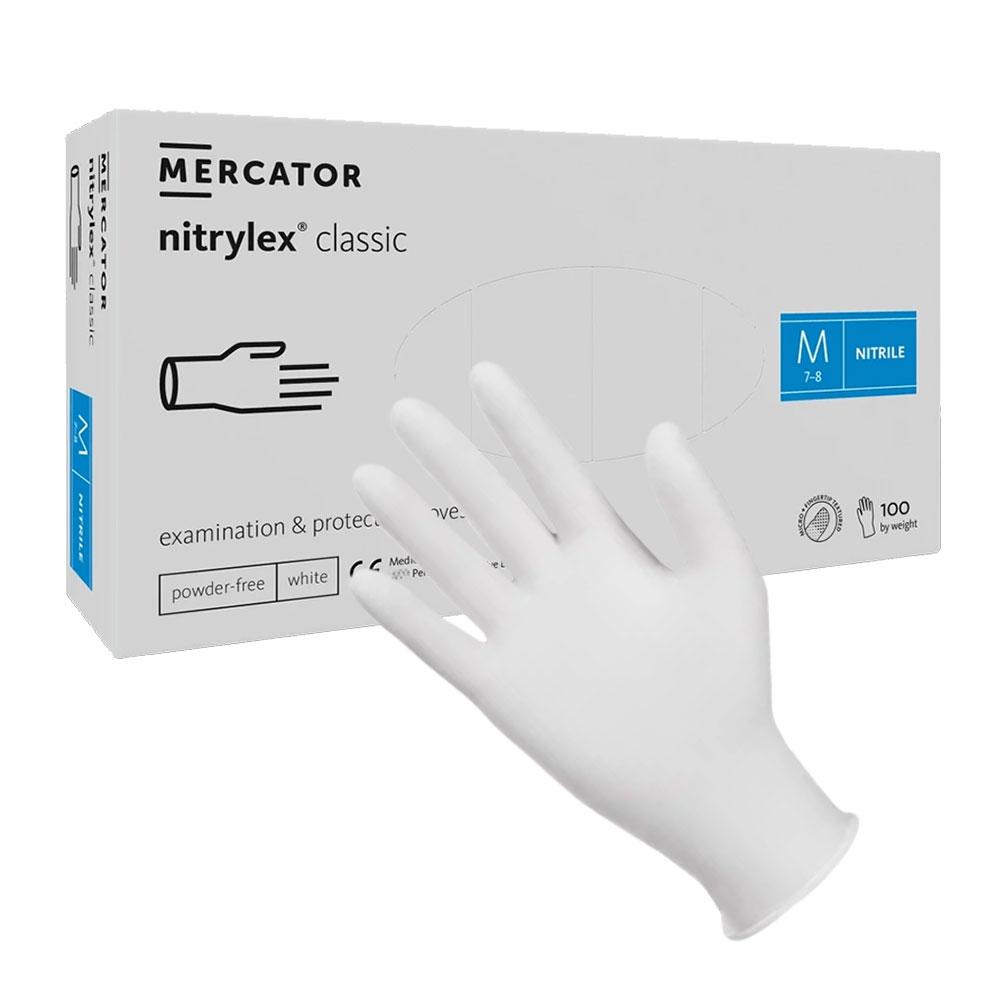 Nitrile Gloves White Mercator Nitrylex Classic White 100 Pieces