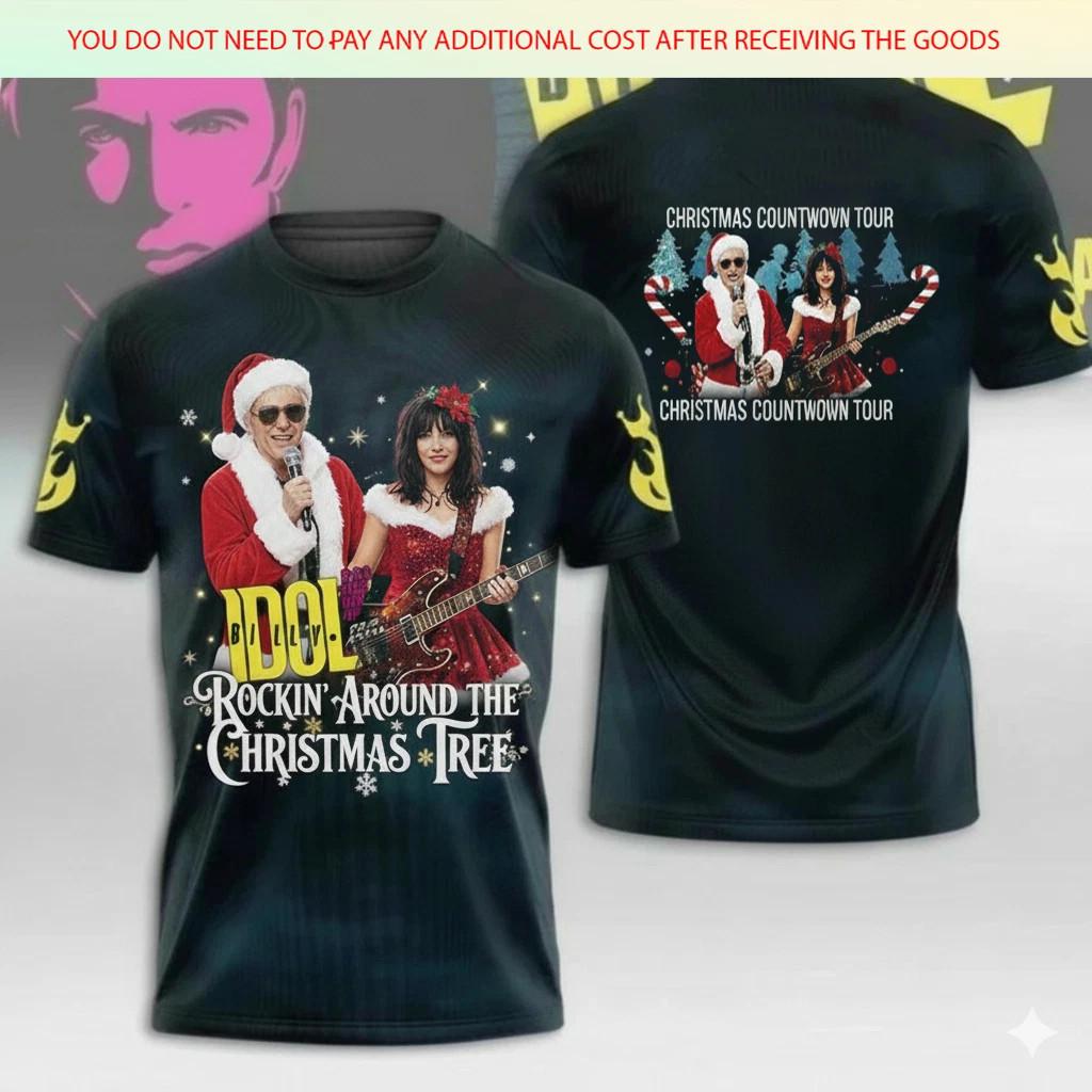 New Christmas Billy Idol Joan Jett Tour S-6XL Gift Xmas 3D Shirt TU398 L