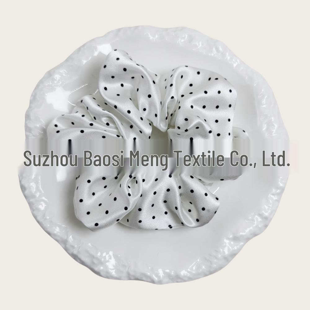Korean Style Polka Dot Silk Scrunchie - 100% Mulberry Silk, Available in Large, Medium, Small Sizes (19 Momme)