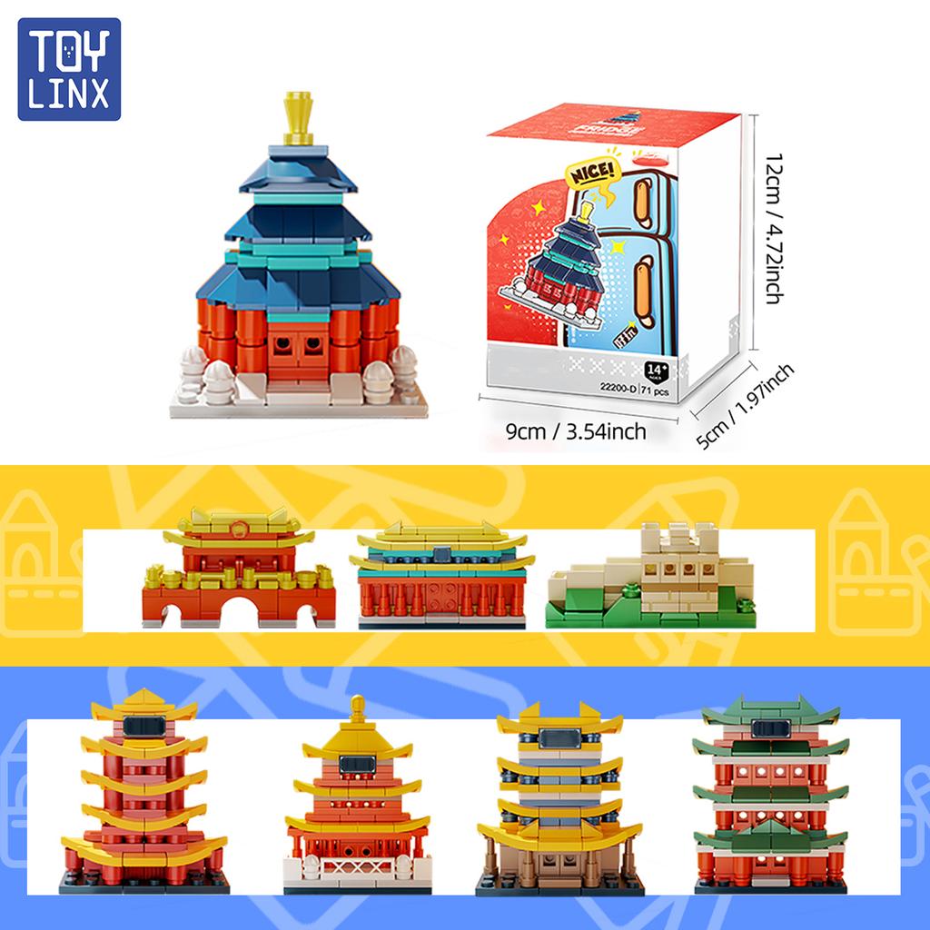 Famous China Refrigerator Magnet Building Block Sticker Toy Yellow Crane Tower Urban History Halloween Easter Christmas Child