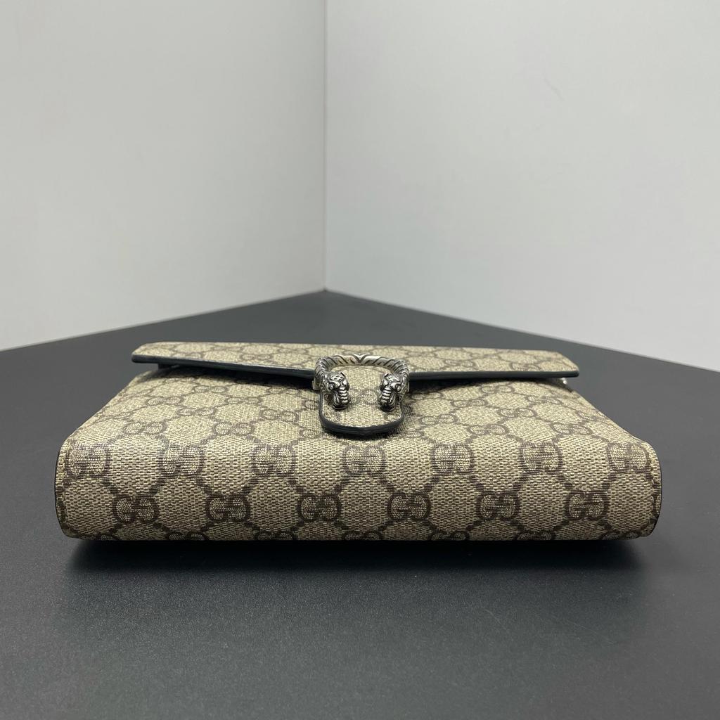 [Pre-Owned] Dionysus Tiger Head Buckle Logo Beige Lining GG High-Quality Synthetic Canvas WOC Wallet Crossbody Shoulder Bag - Very Good #1MXMH8I