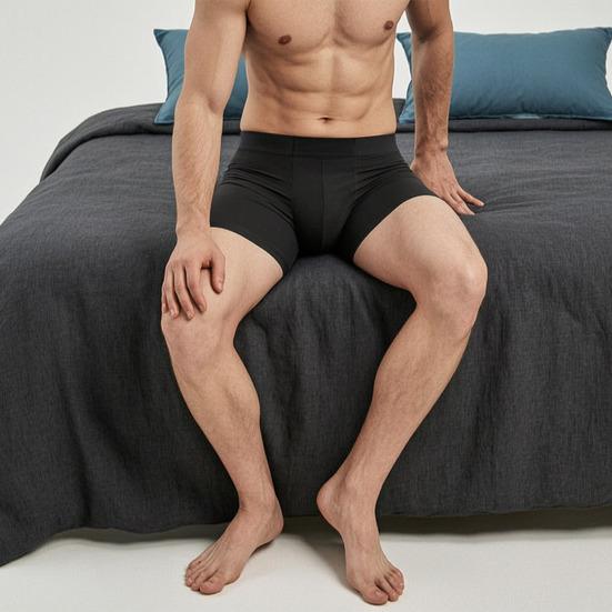 Boxershorts, Mittelhohe EisSeiden-Boxershorts, Enganliegend, U-Konvex, Schnelltrocknend, Sommerunterwäsche für den täglichen Gebrauch und zum Schlafen