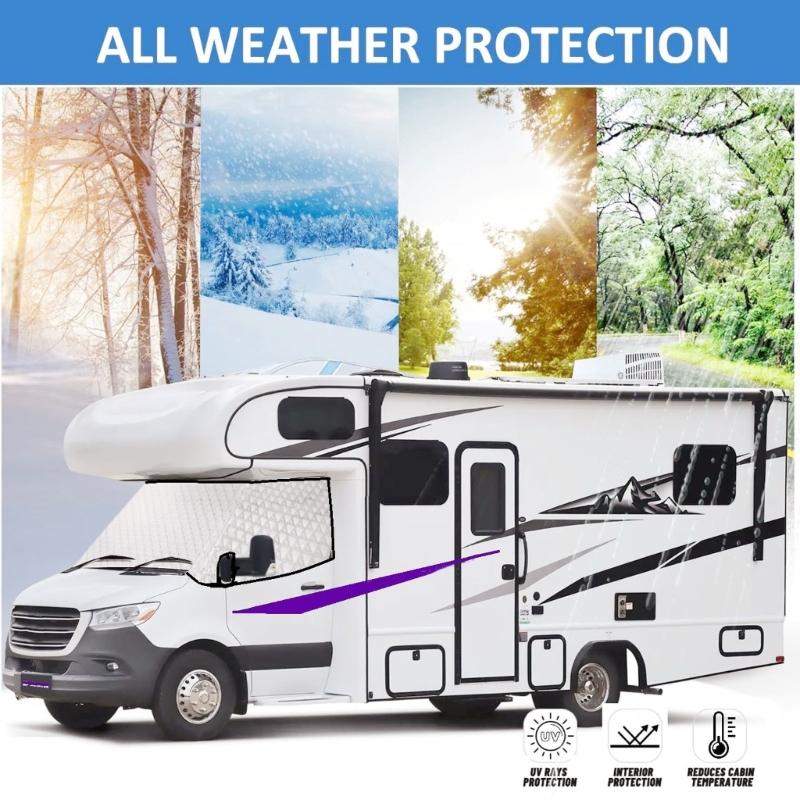 Custom Fit Aluminum Foil Sun Shade For Sprinter 515 Motorhome Window Reflective UV Protection Snow Cover Winter Summer Use Easy Installation Storage