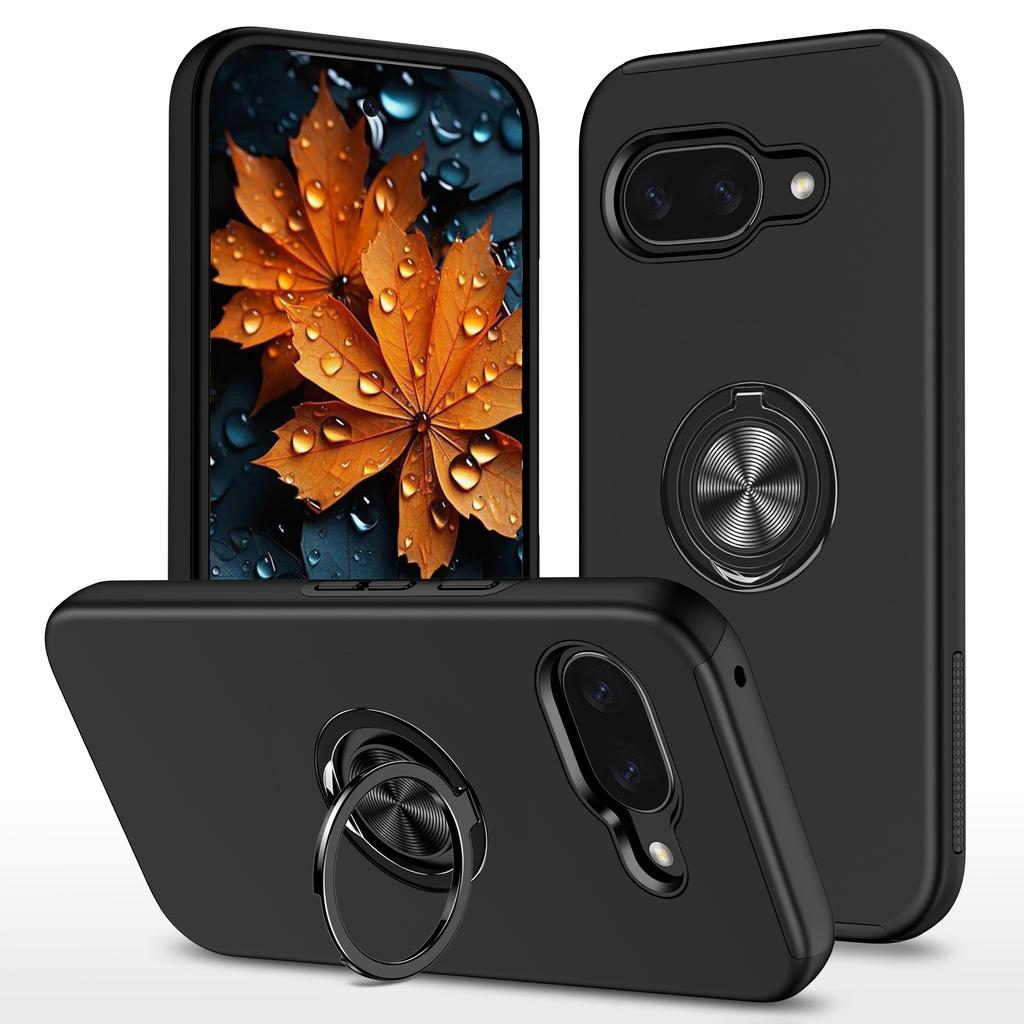 For Google Pixel 9a Case PC + TPU Phone Cover with Rotatable Ring Holder