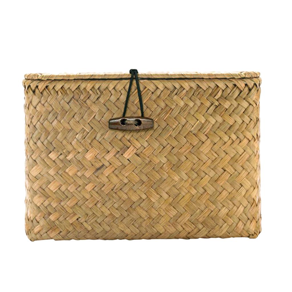 2pcs Seaweed Woven Cube Basket Organizer Boxes Bin for Drawers Desktop
