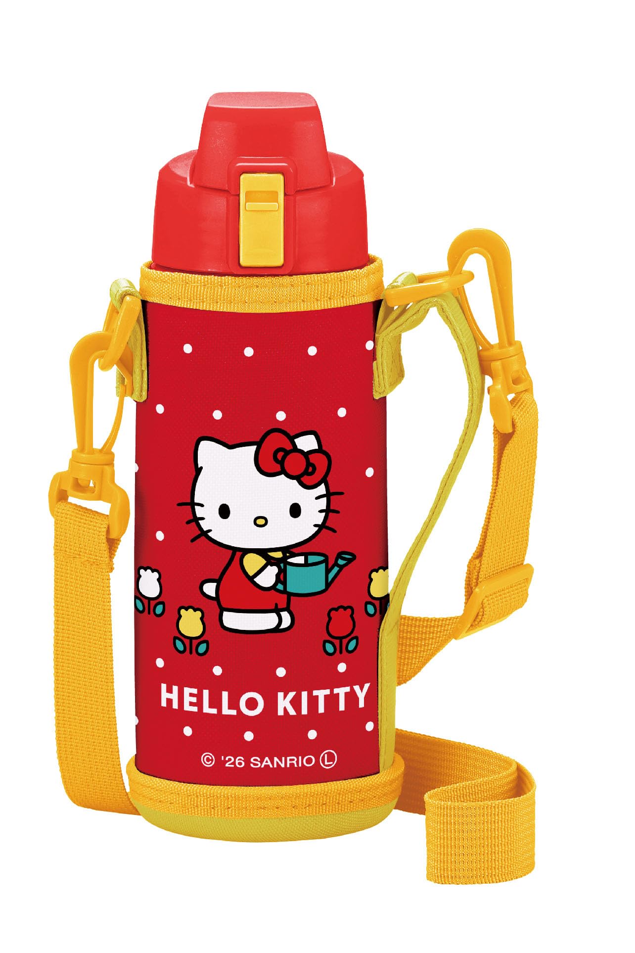 OSK Direct Бутылка из нержавеющей стали 600 мл Бутылка для воды Hello Kitty с крышкой и плечевым ремнем KT SBN-06D