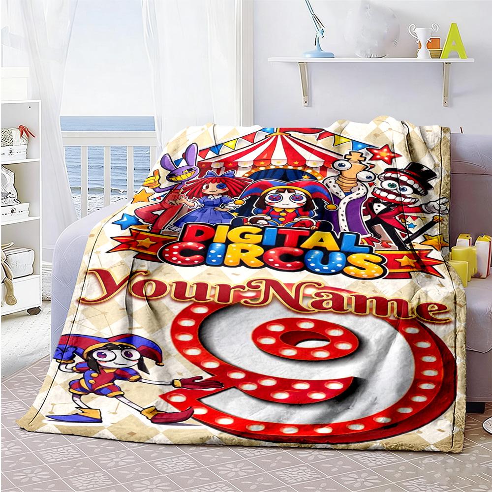 Digital Circus Personalized Name Blanket Gift Customizable Blanket Warmthful Decor Suitable for Office Chair Living Room Home Decor Livingroom