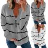 Kvinner Casual Pringting Stripe Glidelås Langermet Casual Bluse Topper Skjorter