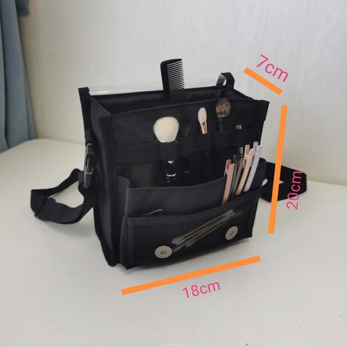 Professional Makeup Bag Portable Touch Up Waist Pack for Bridal Film Set black