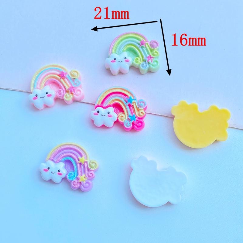 20Pcs New Cute Mini 16*21mm Rainbow Series Flat Back Resin Cabochons Scrapbooking DIY Jewelry Craft Decoration Accessorie